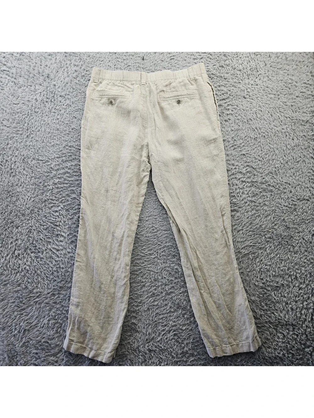 Caribbean 100% Linen Pants Men 36x32 (Fits 34-36x30) Drawstring Beige